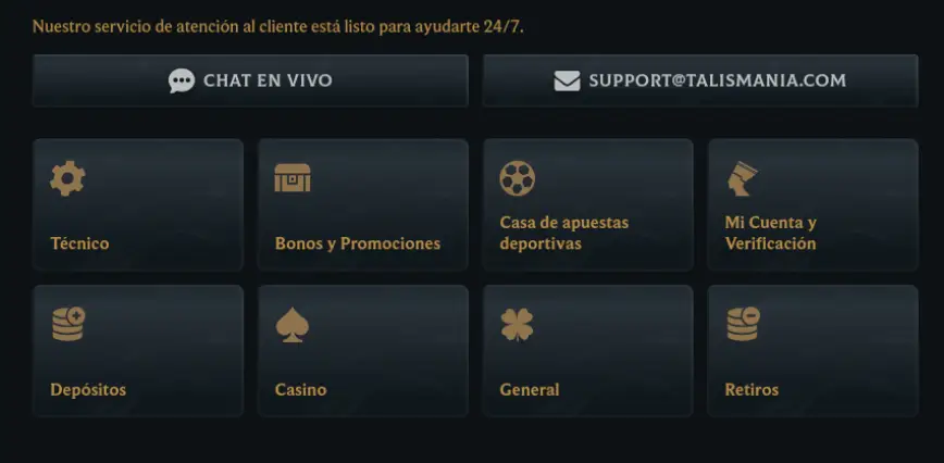 Soporte en Talismania